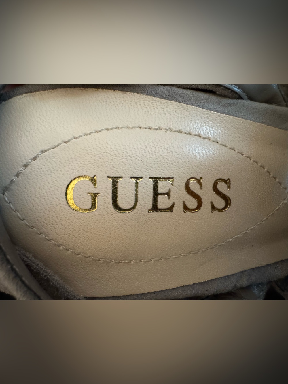 Guess Gray Suede Lace-Up Cork Wedge Sandal Heels - Picture 4 of 4